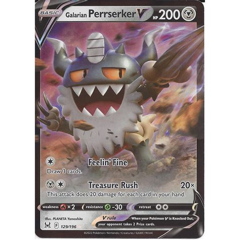 Pokemon Trading Card Game Galarian Perrserker V Rare Holo V