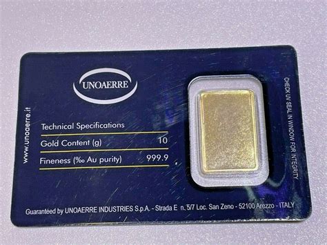 LINGOTTO UNOAERRE 10 GRAMMI ORO PURO 999 9 DA INVESTIMENTO Silver Gold