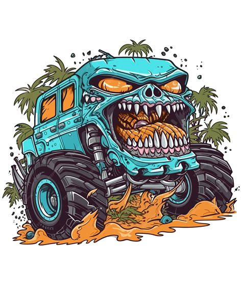 Premium Vector | Monster track illustration on white background