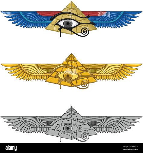 Winged Pyramid Vector Design With Eye Of Horus Ancient Egyptian