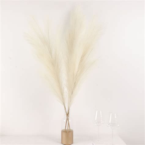 44 Cream Artificial Pampas Grass 3 Stems