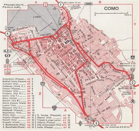 C Planta Della Citt Di Como Vintage Geographic Map