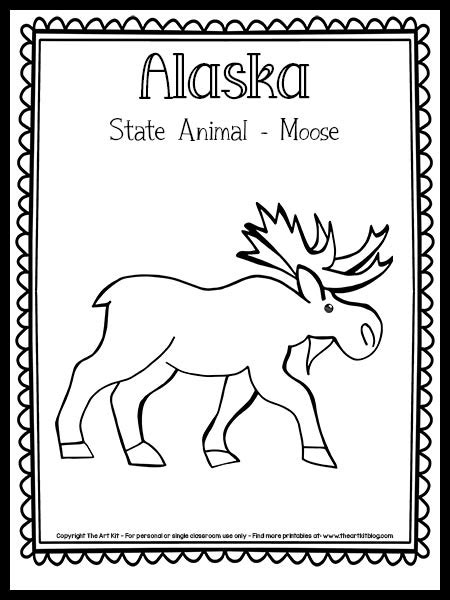 Alaska State Animal Coloring Page (Moose) {FREE Printable!} - The Art Kit