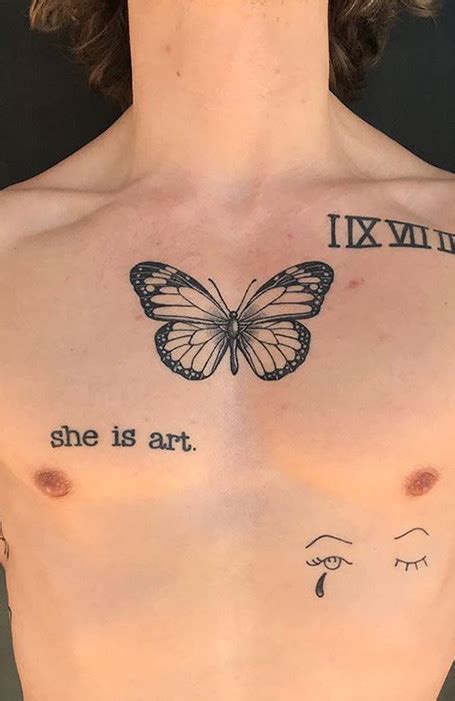 Chest Butterfly Tattoo Idea