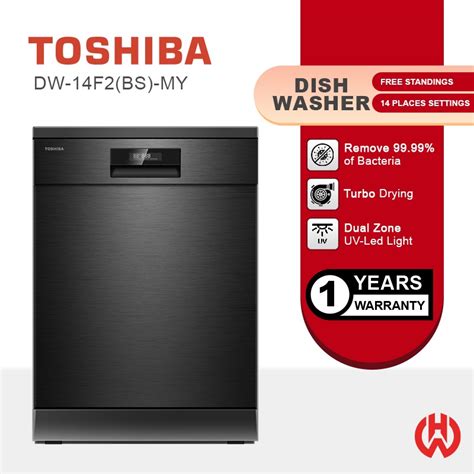 TOSHIBA DISHWASHER DW 14F2 BS MY FREE STANDING Black Shopee Malaysia