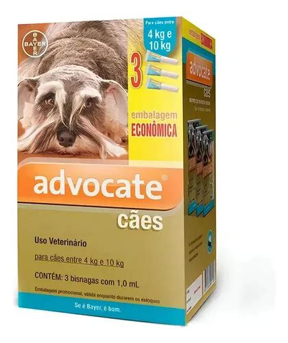 Advocate Cães 4 A 10kg - Advocate Cães De 4 A 10kg Com 3 Pipetas Sem Cor | Frete grátis