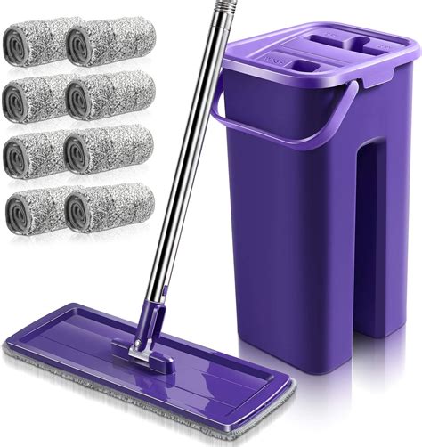 Flat Mop Bucket Set Hands Free Squeeze Floor Cleaning Mop With