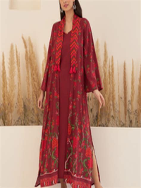 Buy Rustorange Shoulder Strap A Line Maxi Ethnic Dress With Printed