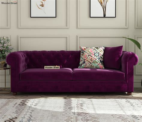 Buy Henry 3 Seater Sofa Velvet Mulberry Pink Online In India At Best