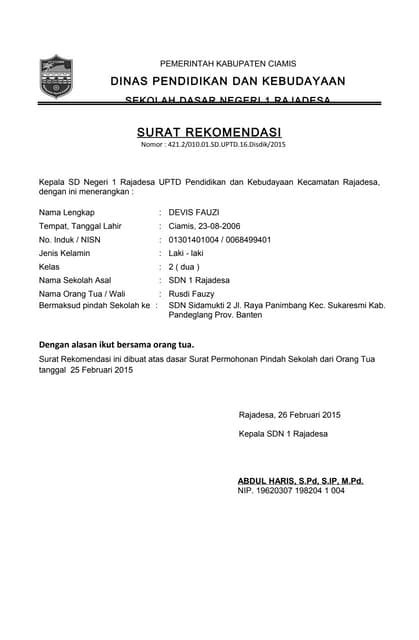 Format Contoh Surat Dan Mutasi 2015 Copy Pdf