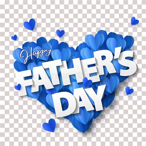 Happy Fathers Day Blue Heart Background Vector Stock Illustrations