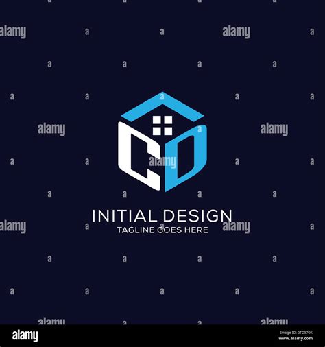 Initial Logo CD Monogram With Abstract House Hexagon Shape Clean And