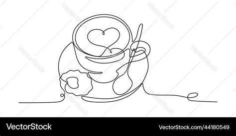 Continuous Line Drawing Of A Cup Of Coffee Drink Vector Image