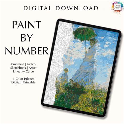 Paint By Number Kit Digital Procreate Fresco Sketchbook Art Set