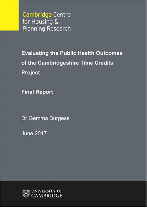 Time Credits Cchprs Final Report Is Published Department Of Land