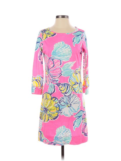 Lilly Pulitzer 100 Cotton Floral Pink Casual Dress Size S 67 Off