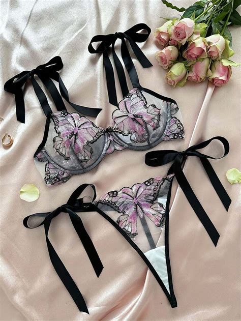 Conjunto De Lingerie Borboleta Suti E Calcinha Sexy Elashopp