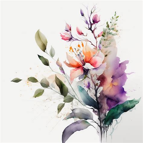 Premium Ai Image Watercolor Flower Arangement