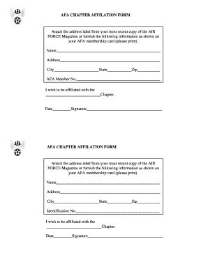 Fillable Online Chapter Affiliation Form Fax Email Print PdfFiller