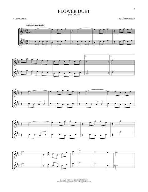 Flower Duet Alto Sax Duet Print Sheet Music Now