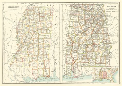 Alabama Mississippi Antique And Vintage Maps And Prints