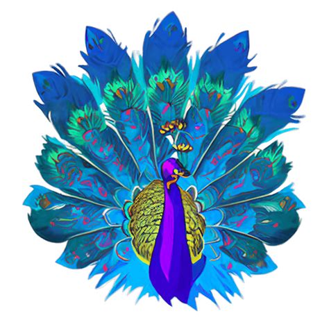 Beautiful Peacock Graphic In Blue Purple Turquoise And Gold · Creative