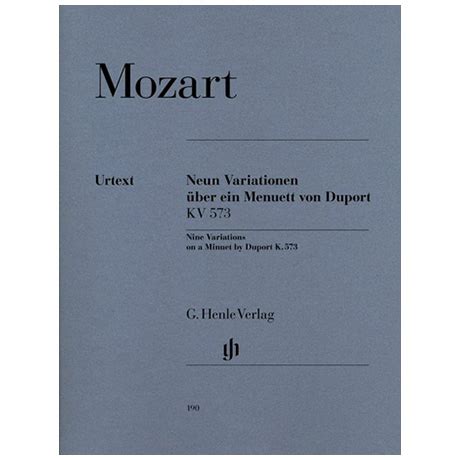 Mozart W A 9 Variationen über ein Menuett von Duport KV 573 PAGANINO