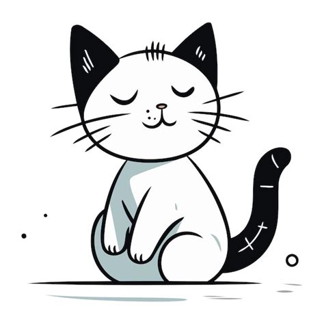 Joli Chat De Dessin Animé Illustration Vectorielle Dans Le Style Doodle