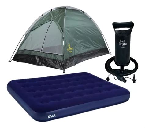 Kit Barraca Camping 3 Lugares C Colchão Casal Acampamento