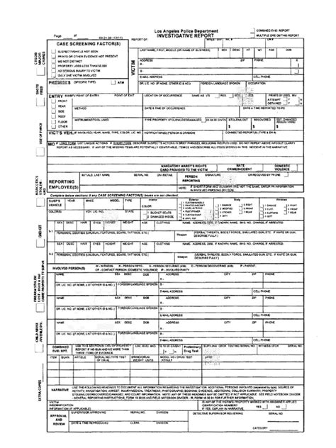 Investigative Report Ir Form 030100 Pdf