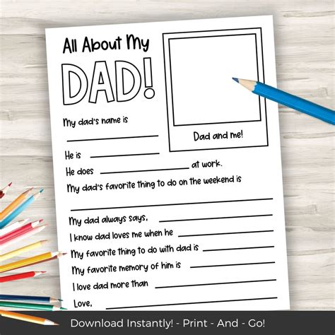 All About My Grandpa Printable Fathers Day Card Sentimental Grandpa