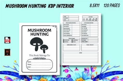 Mushroom Hunting Log Book Kdp Interior Graphic By Azzziz Creative Fabrica