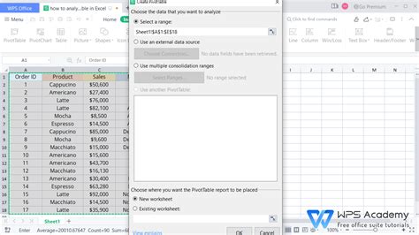 How To Analyze Data Using Pivot Tables In Wps Office Excel Wps Office Academy