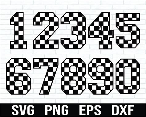 Checkered Numbers Svg Racing Numbers Svg Jersey Numbers Svg