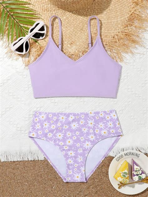 Tween Girl Floral Print Bikini Set Summer Beach SHEIN USA