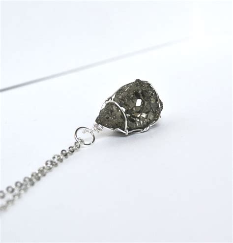 Pyrite Necklace, Rough Pyrite, Pyrite Jewelry, Unisex Necklace, Silver ...