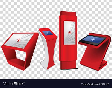 Four Red Promotional Interactive Information Kiosk