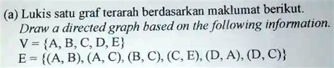 Solved Lukis Satu Graf Terarah Berdasarkan Maklumat Berikut Draw A Directed Graph Based On The