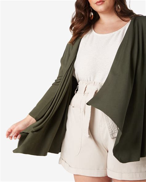 Riachuelo Cardigan Plus Size Feminino Alongado Manga Longa Verde