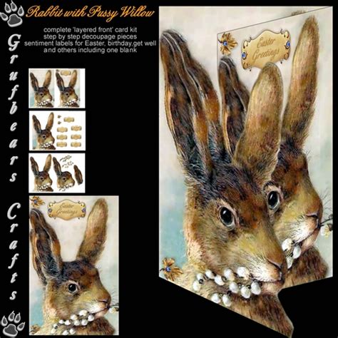 Layered Easter Rabbit With Pussy Willow CUP946252 76873 Craftsuprint