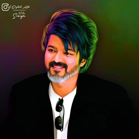 Leo Vijay Thalapathy Photos Digital Painting Portrait Background