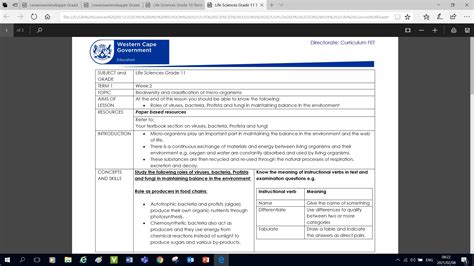 Gr 11 T1 W2 Life Sciences WCED EPortal