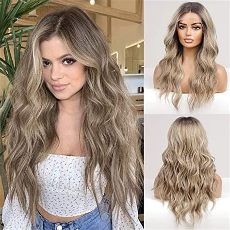 Amazon Haircube Long Ombre Ash Blonde With Highlight Lace Front