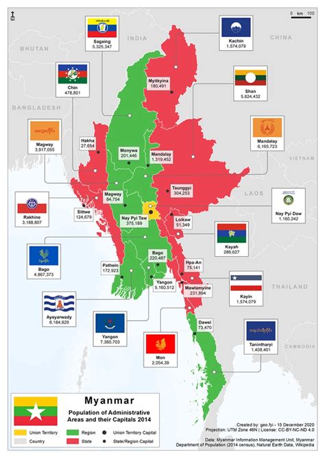 Administrative Geography Of Myanmar Geofyi