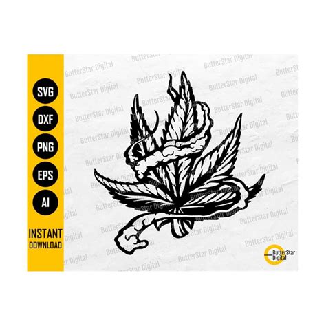 Cannabis Leaf With Smoke Svg Weed Leaves Svg Hemp Ga Inspire