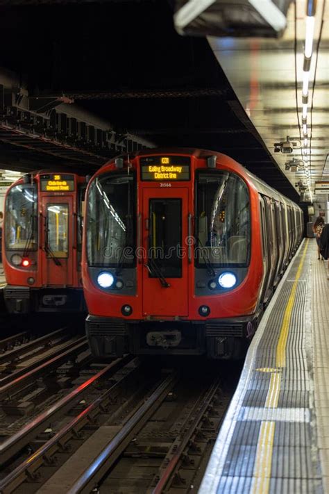 Underground Train Approaching The Station In London Editorial Stock