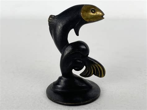 Forelle Fisch Bronze Figur von Richard Rohac Österreich 1950er