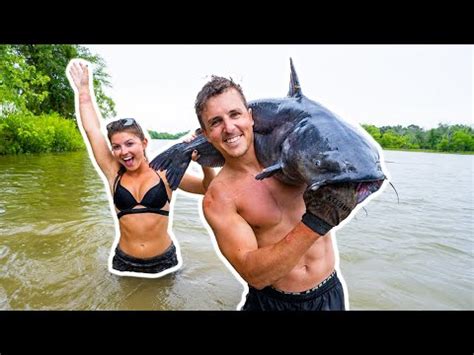 Noodling Giant Catfish W Hannah Barron Catch N Cook Youtube