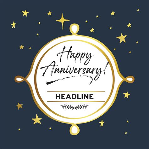 Happy Anniversary Celebration With Gold Lettering On Black Background