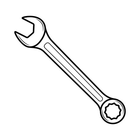 Vector Wrench Line Style Isolated On White Background Vector